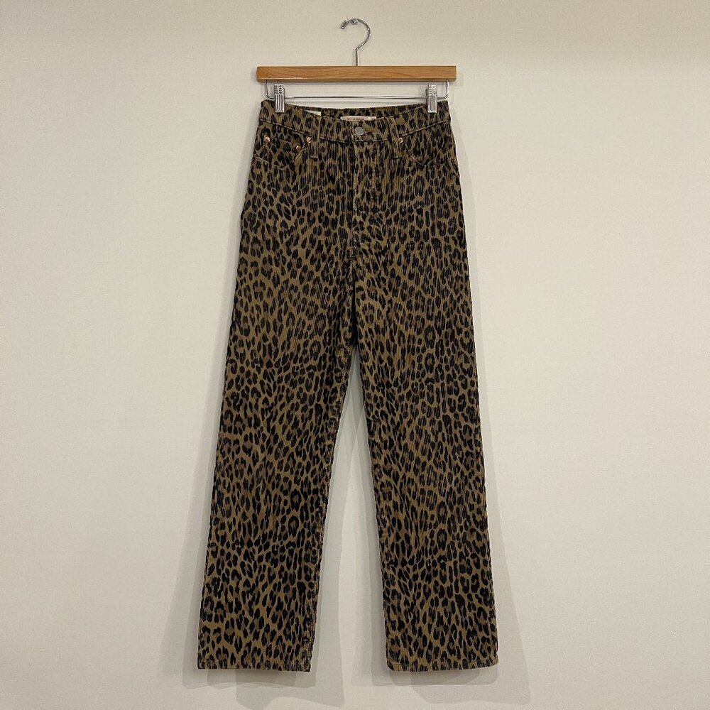Levi’s Premium Ribcage Straight Corduroy Jeans Leopard Print  - Size 26